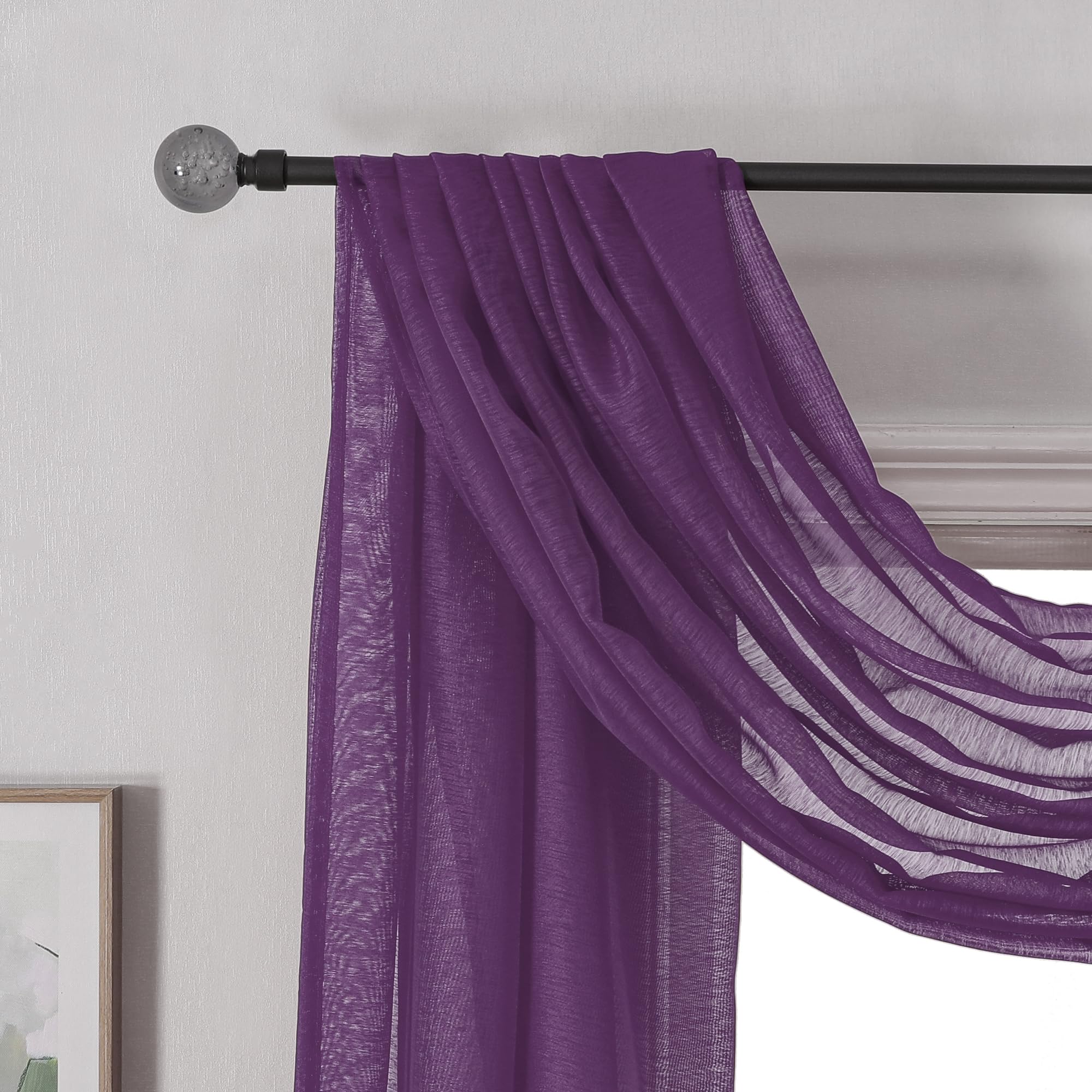 Donren 144 Inch Length Window Scarf For Background - Luxury Soft Sheer Scarf Add To Window Curtains For Enhanced Effect (Royal P