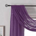 Donren Royal Purple Window Scarf For Background - Luxury Soft Sheer Scarf Add To Window Curtains For Enhanced Effect (52 By 216