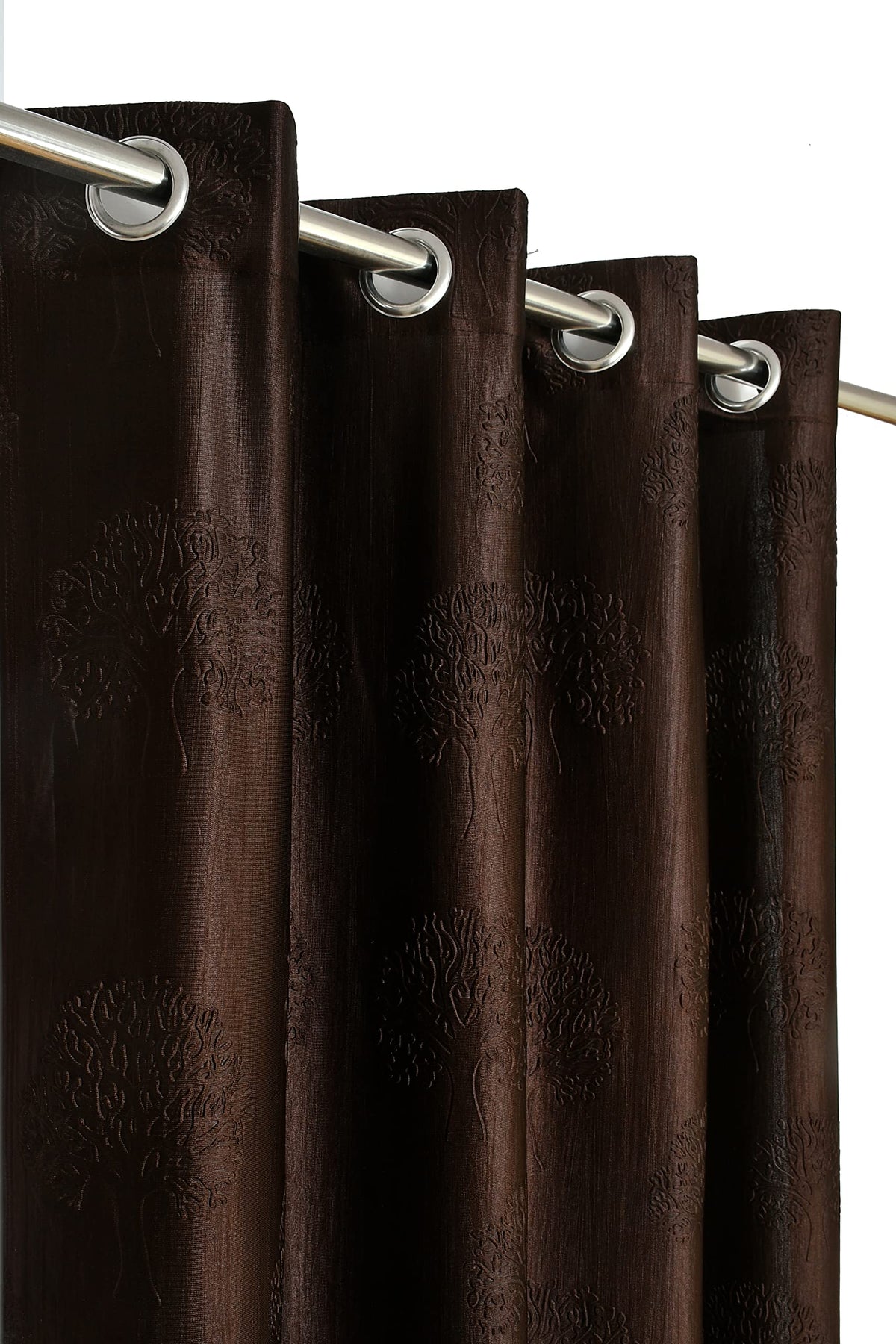 GOYRISE Tree Emboss Polyester Door Curtains 7 feet Long Pack of 1 Curtain, (Coffee 4 feet x 7 feet)