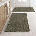 MIULEE Set of 2 Waffle Bathroom Rugs, Super Absorbent Non Slip Bath Rugs, Machine Washable Bath Mats with Tassels, Ultra Soft Ru