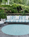 Unique Loom Collection Casual Transitional Solid Heathered Indoor/Outdoor Flatweave Area Rug (10' 8' Round, Aquamarine/Ivory)