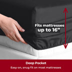 Mellanni California King Sheet Set - 6-Piece Iconic Collection Bedding, (Including 4 Pillowcases), 16-Inch Deep Pocket, Easy Care, Extra Soft, Cooling Sheets, Brushed Microfiber - Black