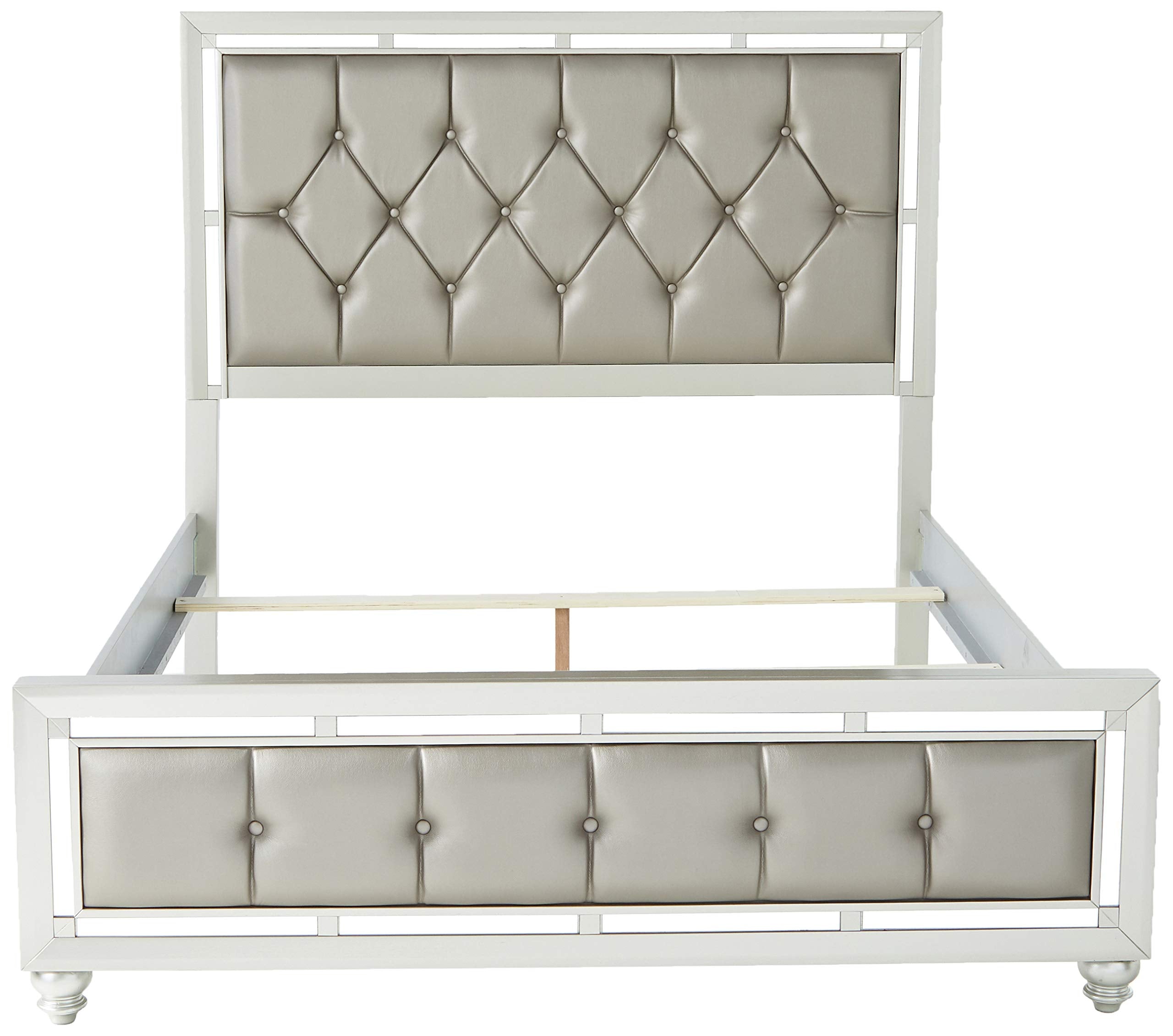 Global Furniture Usa Qb Riley Tufted, Queen Bed, Silver