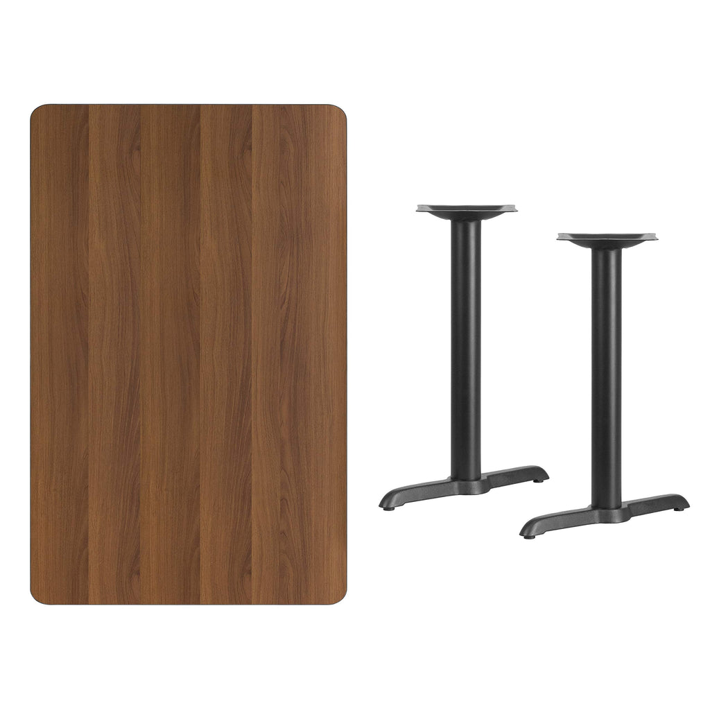Flash Furniture 30'' x 48'' Rectangular Walnut Laminate Table Top with 5'' x 22'' Table Height Bases