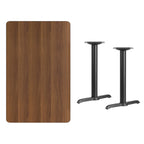 Flash Furniture 30'' x 48'' Rectangular Walnut Laminate Table Top with 5'' x 22'' Table Height Bases