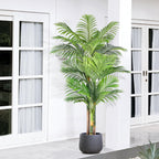 Keeplush 6ft Tall Triple Golden Cane Palm Artificial Tree Large Tropical Palm Tree UV Resistant Fake Plant in Pot for Indoor Out