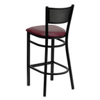 Flash Furniture Hercules Series Black Grid Back Metal Restaurant Barstool - Burgundy Vinyl Seat