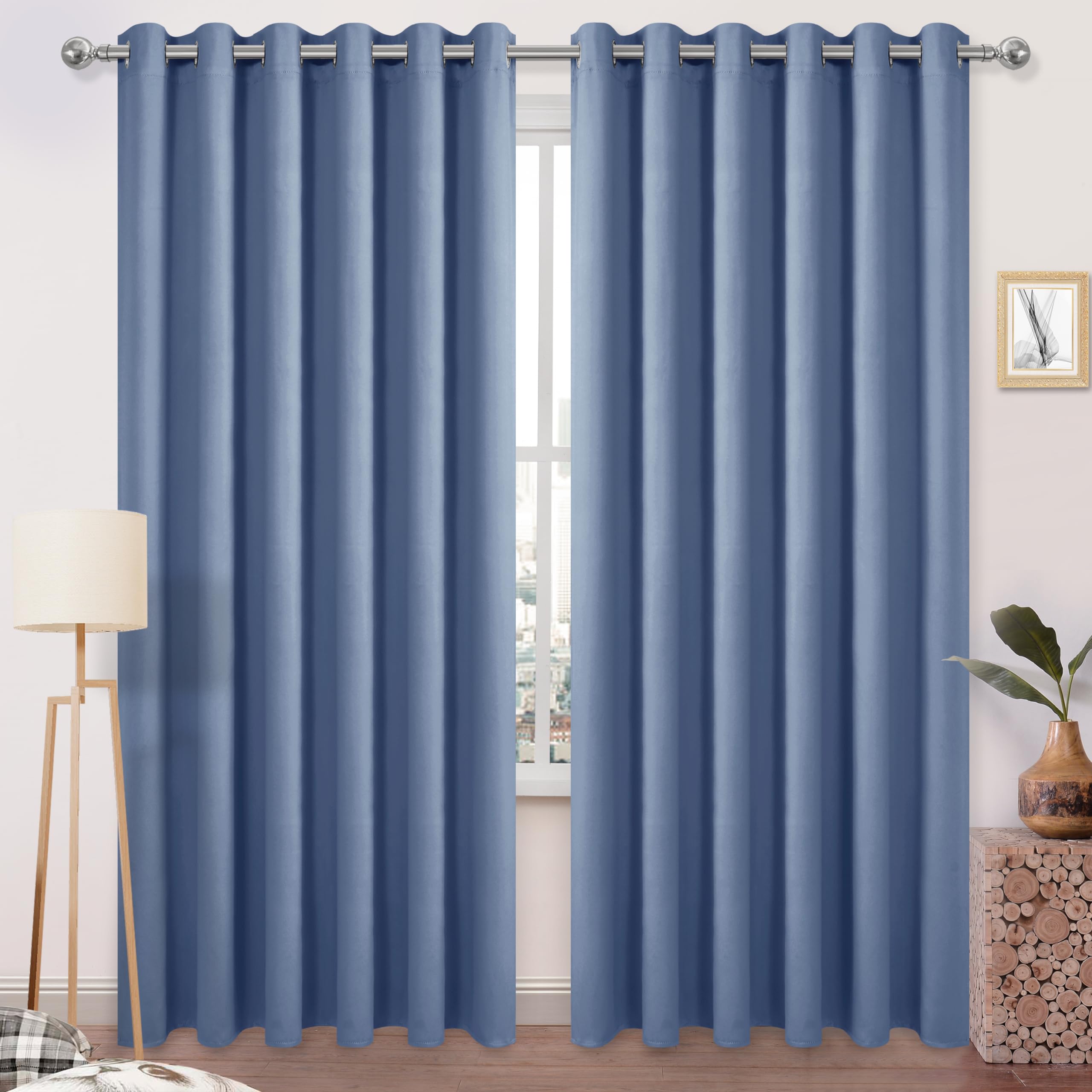 Dwcn Blackout Curtains 84 Inches Long, Dusty Blue Curtains For Bedroom, 70 Inch Wide Living Room Curtains, Dusty Blue, W70 X L84