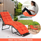 Chair, 72    X 22    X 4    Patio Chaise Lounge W/4 String Ties, Thickened Recliner Cushions, 1 Count (Pack Of 1), Orange