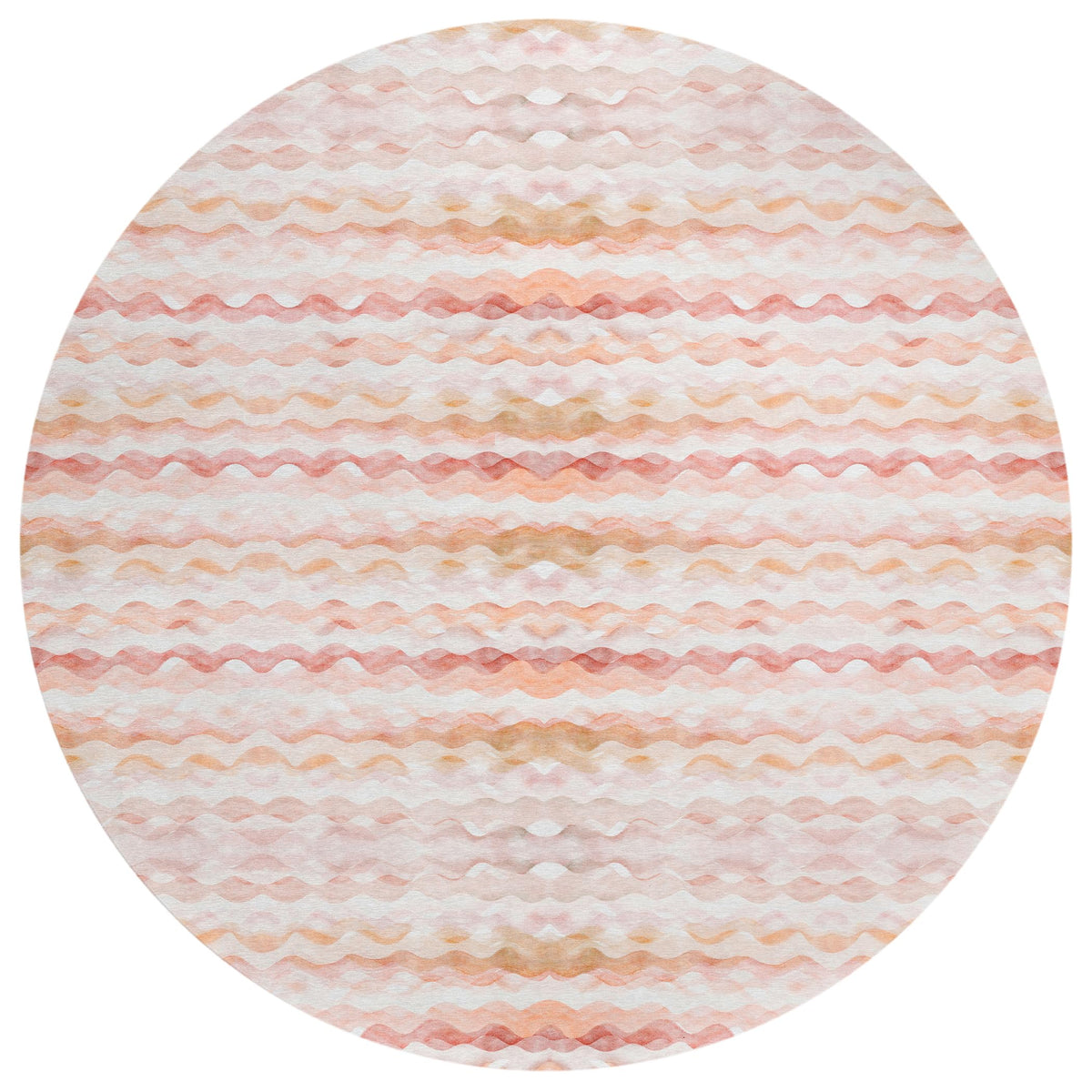 Addison Rugs Surfside Asr46 Peach 8' X 8' Indoor Outdoor Round Rug, Easy Clean, Machine Washable, Non Shedding, Bedroom, Living Room, Dining Room, Kitchen, Patio Rug