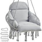 Songmics Hanging Chair, Hammock Chair With Large, Thick Cushion, Boho Swing Chair For Bedroom, Patio, Balcony, Garden, Holds Up To 264 Lb, Accessories Included, Dove Gray Ugdc042G11
