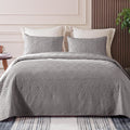 Whale Flotilla Twin Size Quilt Bedding Set, Soft Light Grey Twin Xl Quilts Bedspreads For All Seasons, Lightweight Geometric Sta