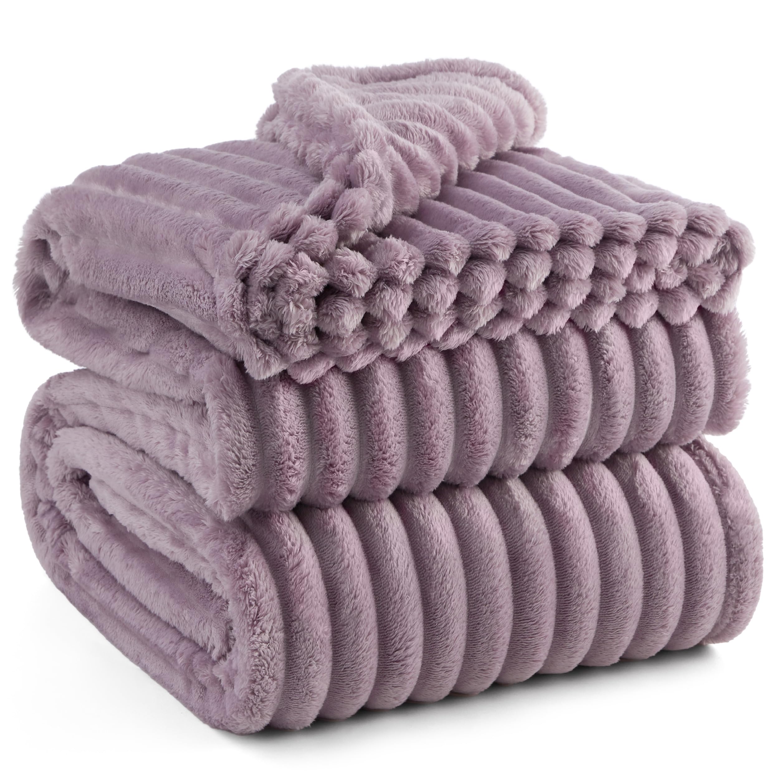 Bedsure Light Purple Fleece Blanket For Couch - Super Soft Cozy Queen Blankets For Women, Cute Small Blanket For Girls, 90X90 In