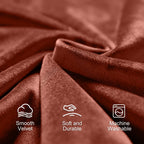 Lazzzy Orange Velvet Curtains Room Darkening Thermal Insulated Curtains 84 Inch Long Window Drapes For Bedroom Living Room Super Soft Luxury Grommet Window Treatment 2 Panels, Rust Red