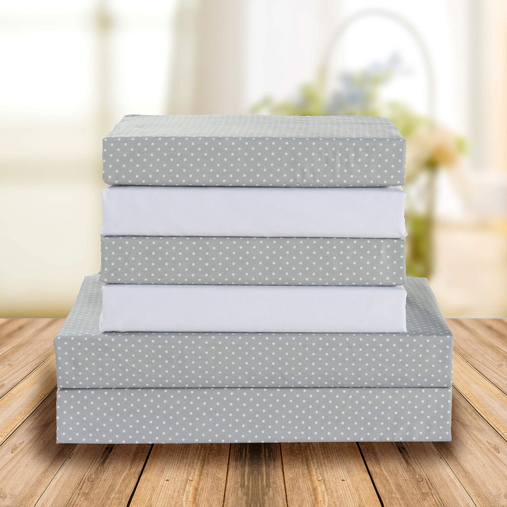 Elegant Comfort Delilah Polkadot 4-Piece Set, Fade & Wrinkle Resistant, 1500 Premium Hotel Quality Microfiber Deep Pocket Fitted Sheet Featuring Smart Pockets, Polkadot Sheet Set, Twin Xl, Grey