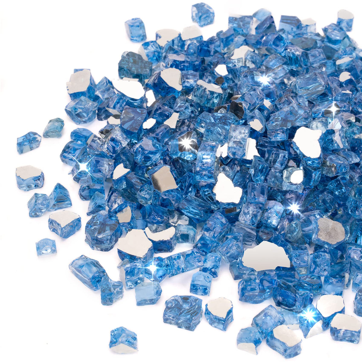 Stanbroil 10-Pound Fire Glass - 1/4 Inch Reflective Tempered Fire Glass For Fireplace Fire Pit, Pacific Blue