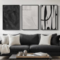 Framed Black and White Abstract Wall Art for Living Room, 3-Piece Modern Canvas Art Work Wall Decor, Minimalist Abstract Paintin