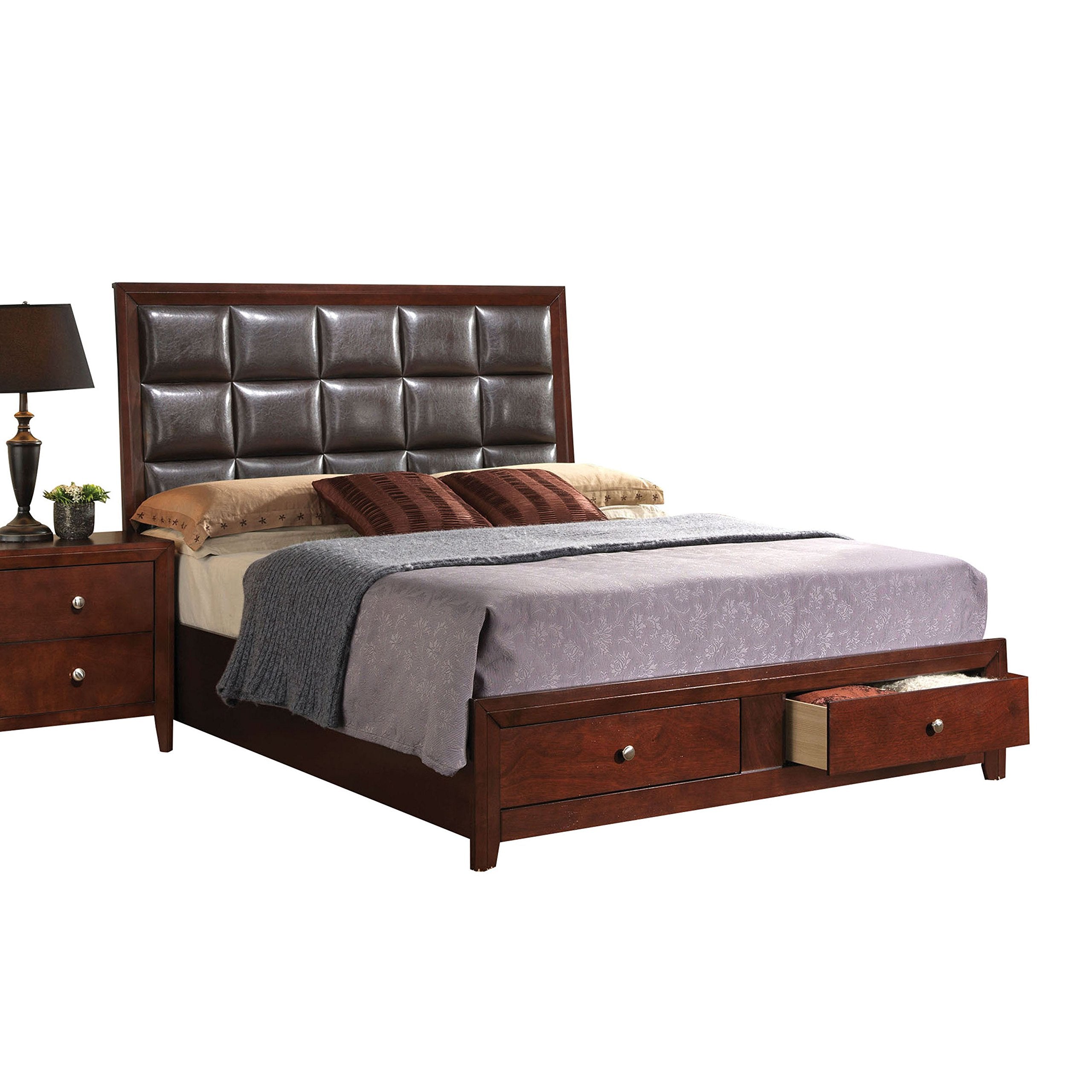 Acme Ilana Queen Sleigh Bed in Brown Cherry