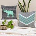 Brick Home Grey Teal Multicolor Printed Poly Cotton Cushion Cover, 24X24 Inches, Set Of 2