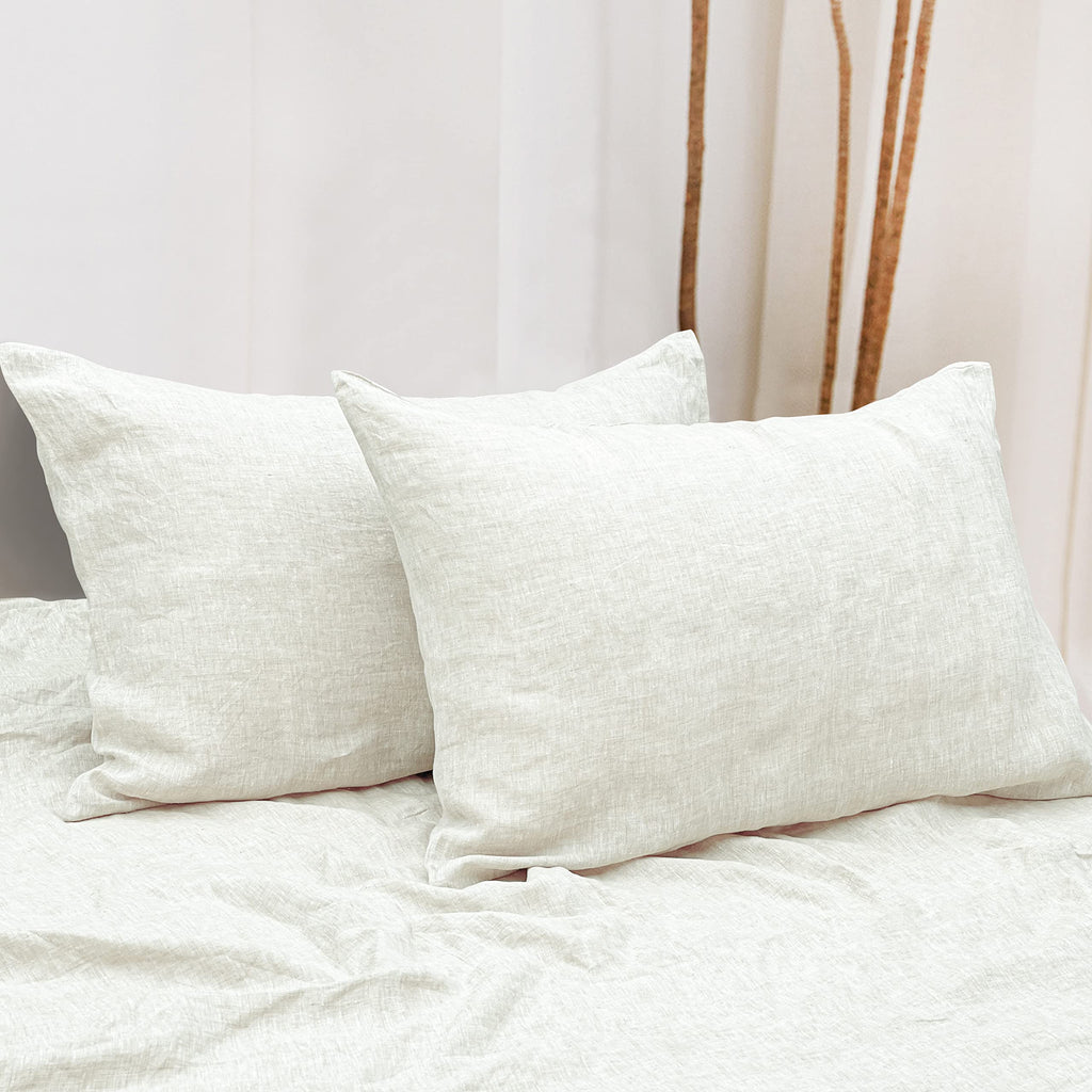 Ntbay French Linen Pillow Cases - Yarn Dyed 2 Pack 100% Linen Queen Pillowcases, Breathable And Cooling Washed Pillow Cases With