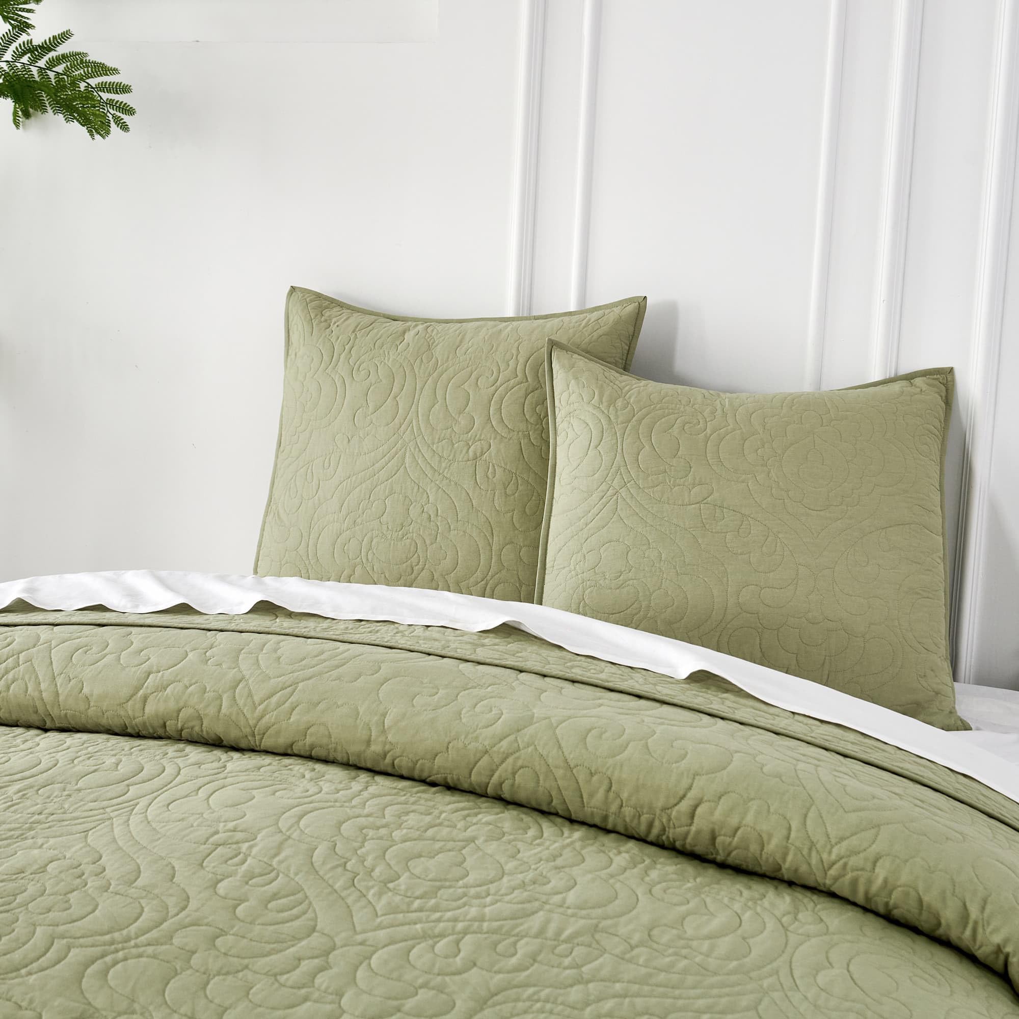 Querencia 100% Cotton Euro Sham Covers Set Of 2-26X26 Pillow Covers, European Pillow Shams, Quilted Large Bed Pillow Square, Dec