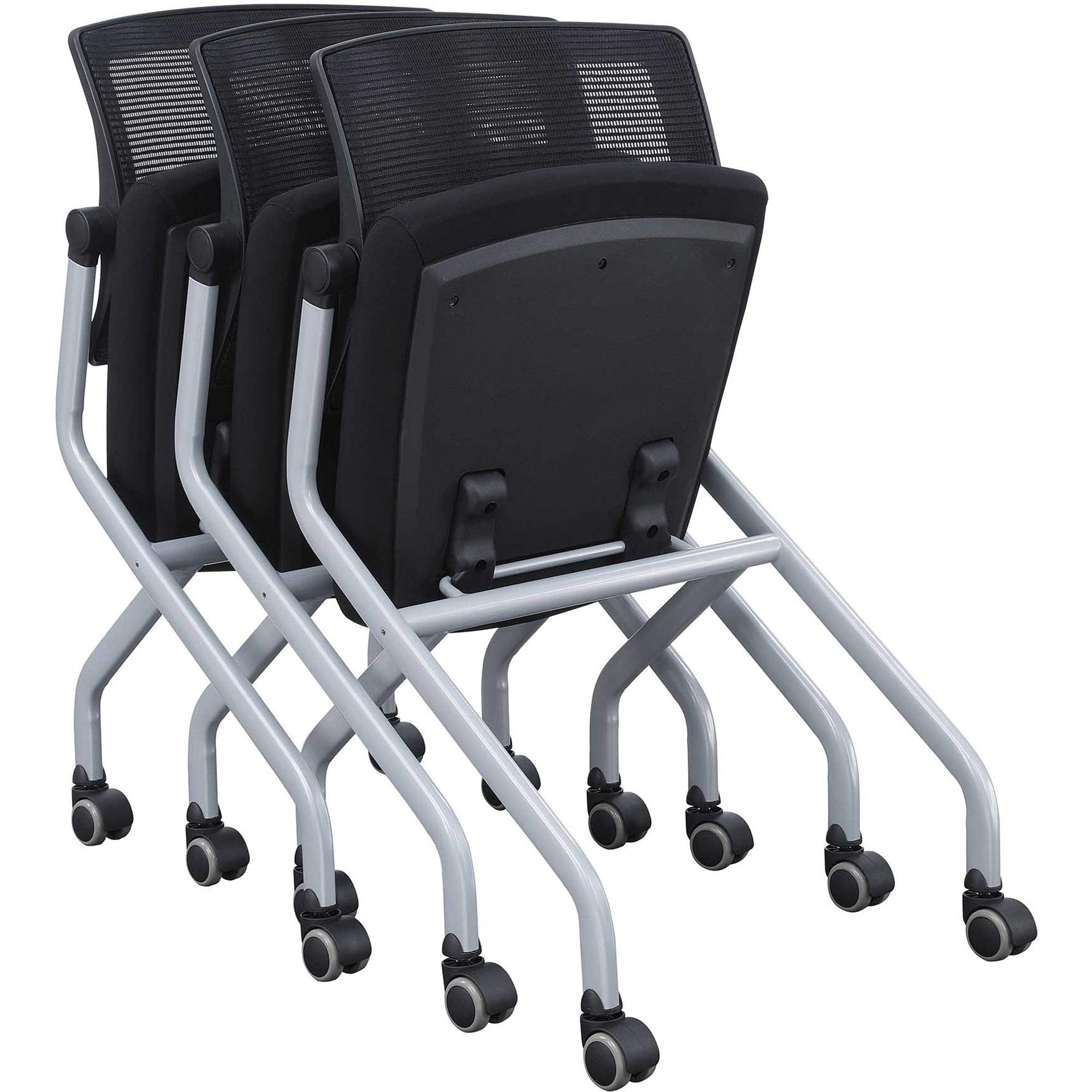 Lorell Armless Mesh Back Training Chair, 33.8&quot; x 20.5&quot; x 21.5&quot;, Black