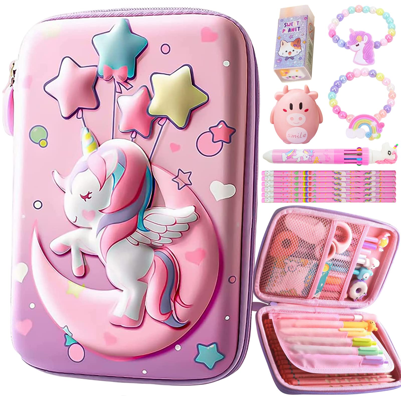 Jyplkcmt Pencil Case For Girls Boys,Kids Cute Pencil Case Pink Pencil Pouch,3D Eva Large Capacity Pen Holder Cute Pencil Bag For