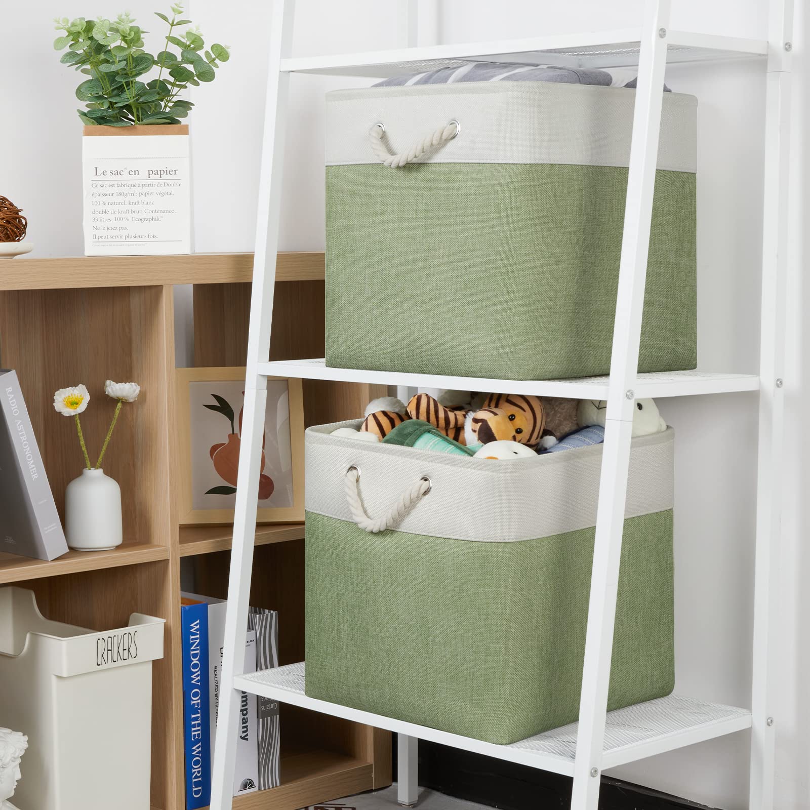 Temary Cube Storage Bins 13X13 Storage Cubes Basket For Gifts Empty, 4 Pack Large Storage Basket With Handles, Decorative Storag
