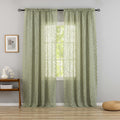 Aligogo Sage Green Lace Curtains 96 Inches Long - Country Rustic Floral Lace Sheer Curtains 2 Panels Set For Living Room, Privac