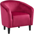Yaheetech Club Chair, Velvet Accent Chair Upholstered Barrel Chair Sitting Chair With Armrest And Low Back For Living Room Bedroom, Rose Red