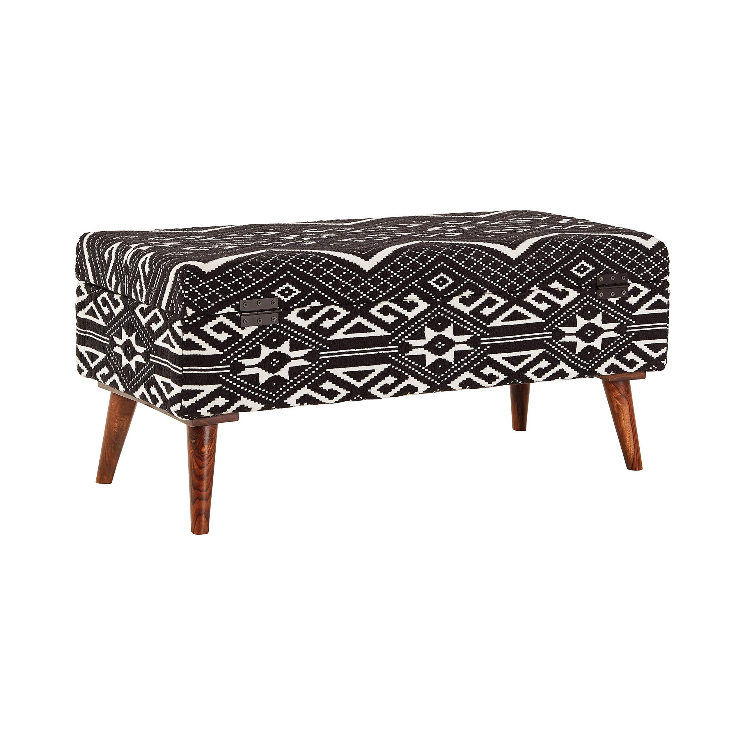 Coaster Furniture Upholstered Black and White Storage Bench 918490