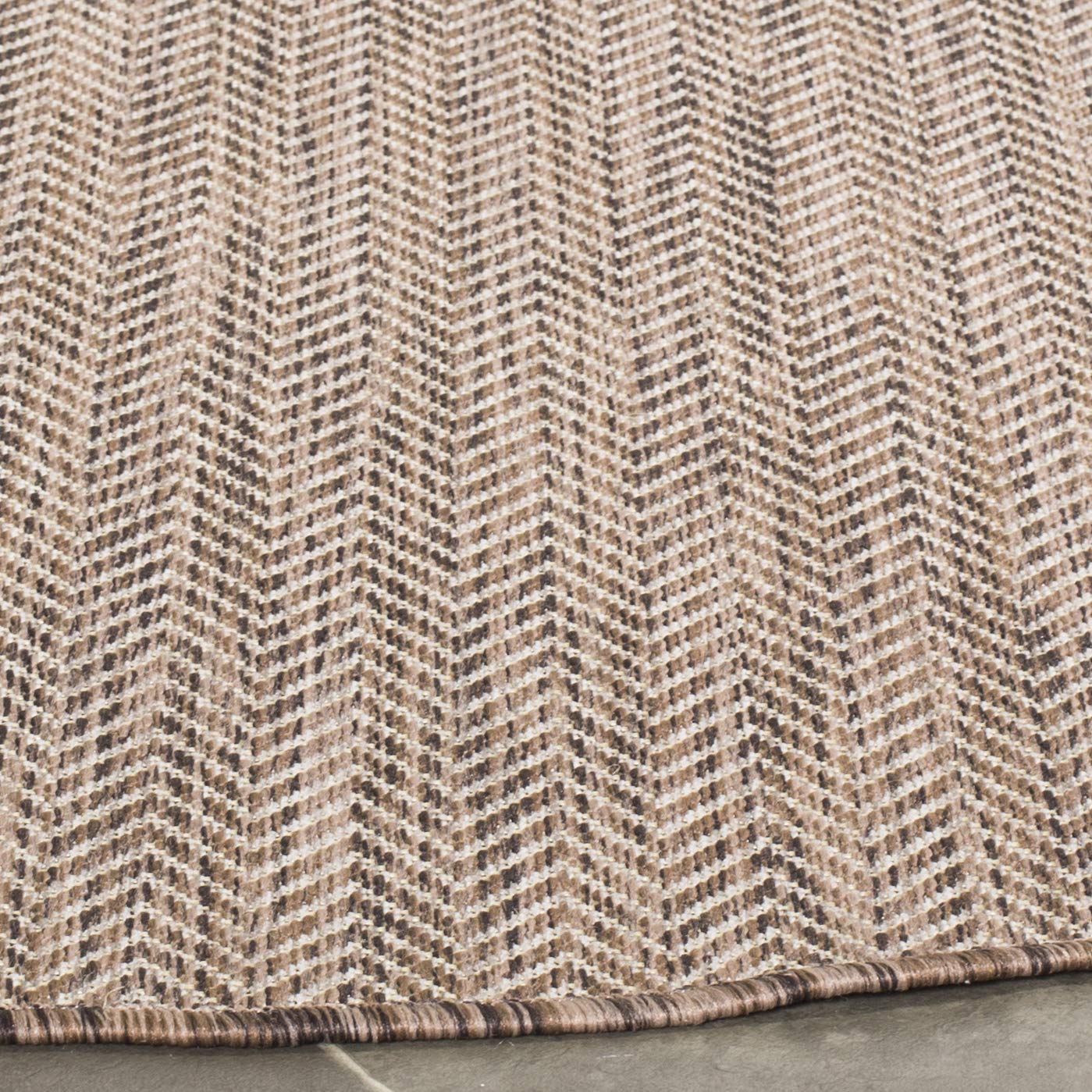 Safavieh Courtyard Collection Area Rug - 6'7'' Round, Brown & Beige, Non-Shedding & Easy Care, Indoor/Outdoor & Washable-Ideal F