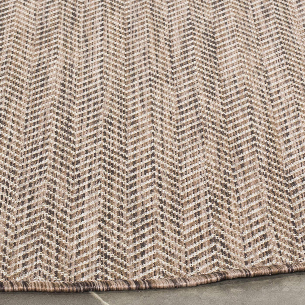 Safavieh Courtyard Collection Area Rug - 6'7'' Round, Brown & Beige, Non-Shedding & Easy Care, Indoor/Outdoor & Washable-Ideal F
