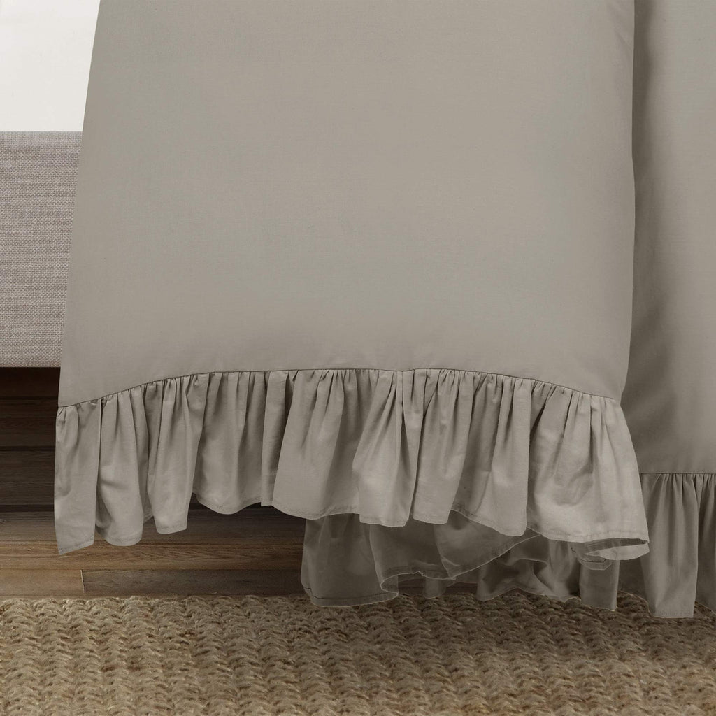 Lush Decor Reyna Ruffle 100% Cotton Duvet Cover Set - 3 Piece Cozy Ruffled Bedding Set - Timeless Elegance And Comfort - King, G