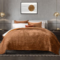 Recyco Luxury Velvet Quilt Set Full Queen Size, Lightweight Velvet Comforter Set, Oversized Bedspread Quilted Coverlet Velvet Be