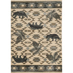 HomeRoots 3'X5' Ivory Blue Machine Woven Geometric Lodge Indoor Area Rug