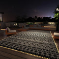 Montvoo-Outdoor Rug Carpet 6X9 Ft For Patio Rv Camping With Led Strip Lights Waterproof Plastic Straw Rug Reversible Portable Ou