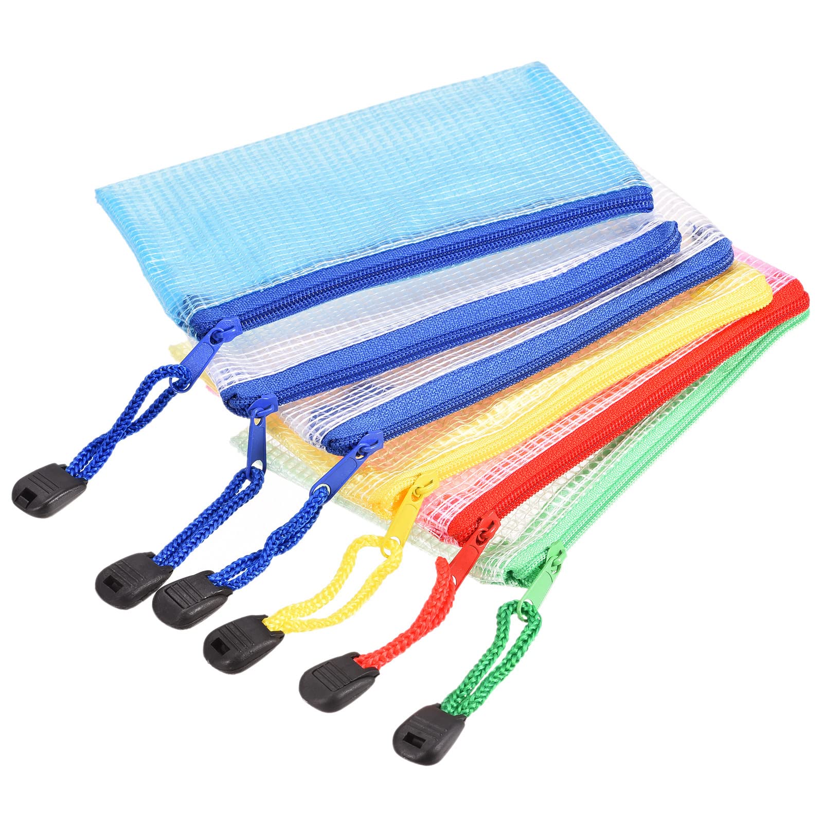 Yokive 6 Pack Mesh Zipper Bags, B8 Mesh File Pockets | Plastic Document Pouch, Great For Office Appliances Travel Storage(Multic