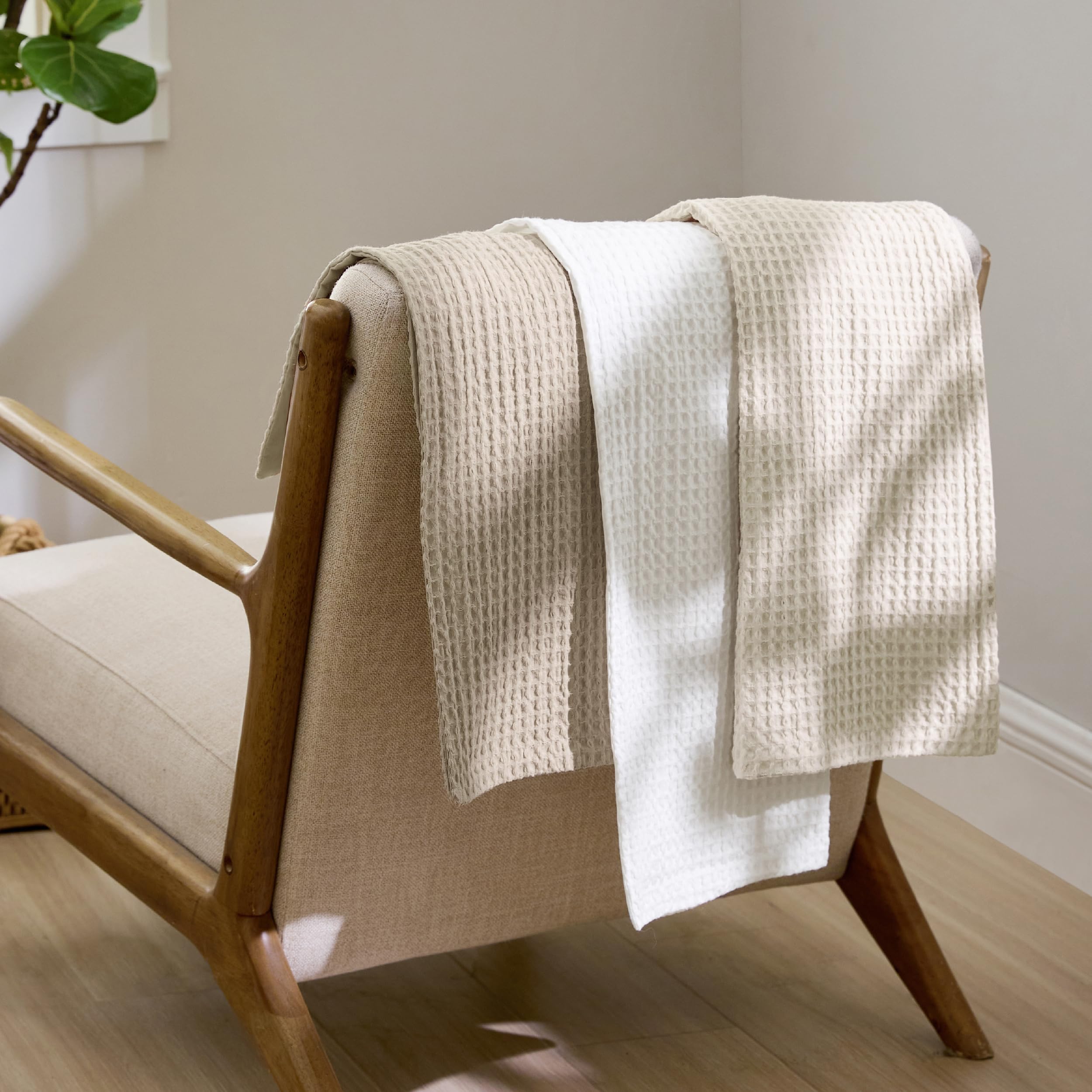 Bedsure Waffle Comforter Set King, White Soft Cotton Bedding, Waffle Weave Bed Set, 3 Pieces, 1 Comforter (104'X90') And 2 Pillow Shams, Premium Cotton Cover With Polyester Fill For All Seasons