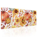 Fall Pumpkin Sunflowers Mouse Pad Xl Watercolor Retro Autumn Leaves Floral Extended Desk Mat Non-Slip Rubber Base Stitched Edge