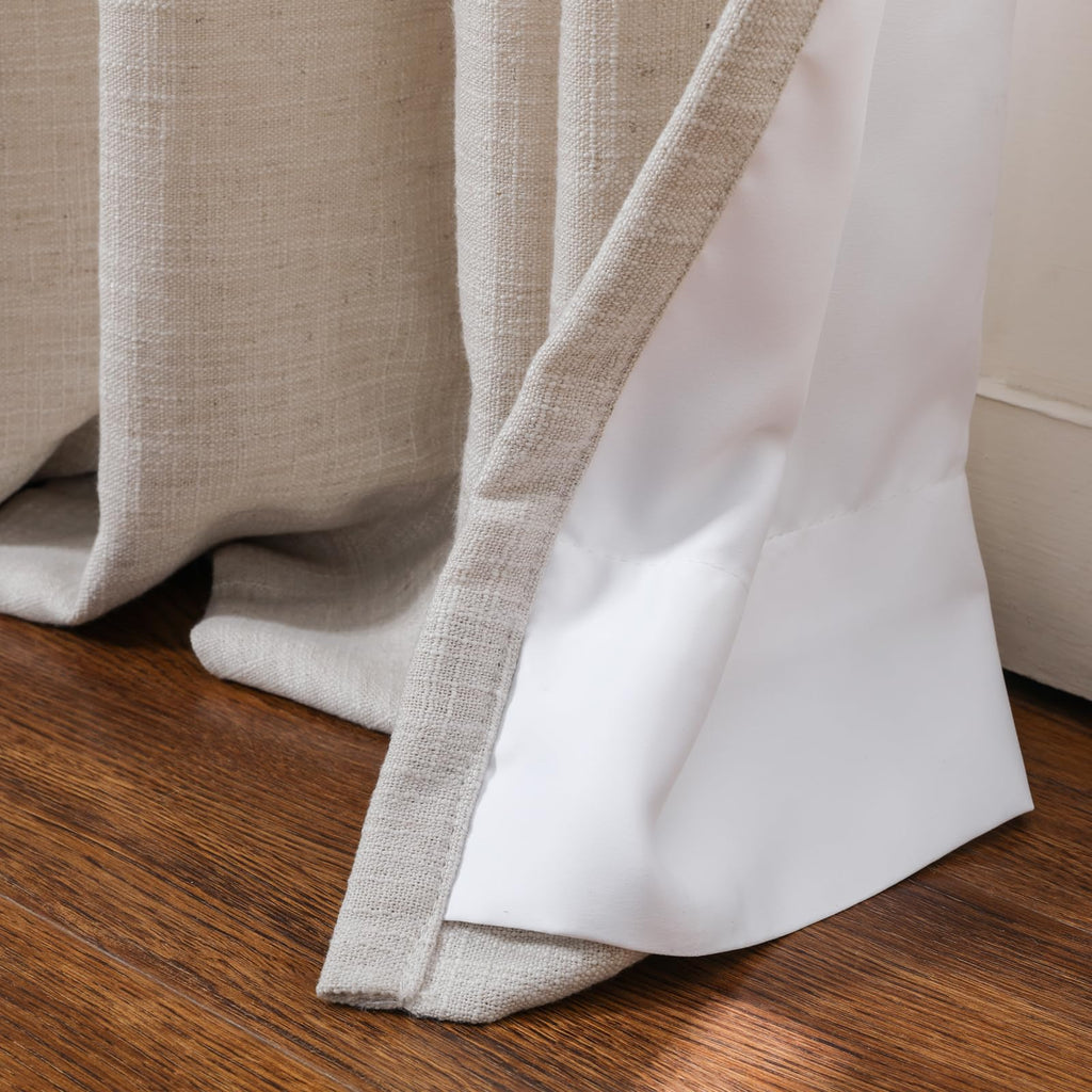Twopages Linen Pinch Pleated Drape For Apartment, Burlywood Room Darkening Light Filtering Double Layer Lined Curtain Window Tre