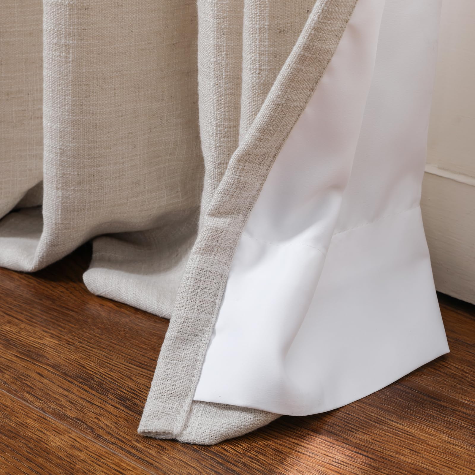 Twopages Linen Pinch Pleated Drape For Apartment, Burlywood Room Darkening Light Filtering Double Layer Lined Curtain Window Tre