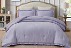 Chezmoi Collection Nora Lavender Comforter Set King Size 3-Piece Fluffy Soft Lightweight Bedding Ruffled Edge Trim Stone-Washed