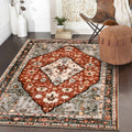 Lahome Boho Tribal Area Rug - 3x5 Red Rugs for Entryway, Bedroom Throw Rugs with Rubber Backing Washable, Vintage Non Slip Mat S
