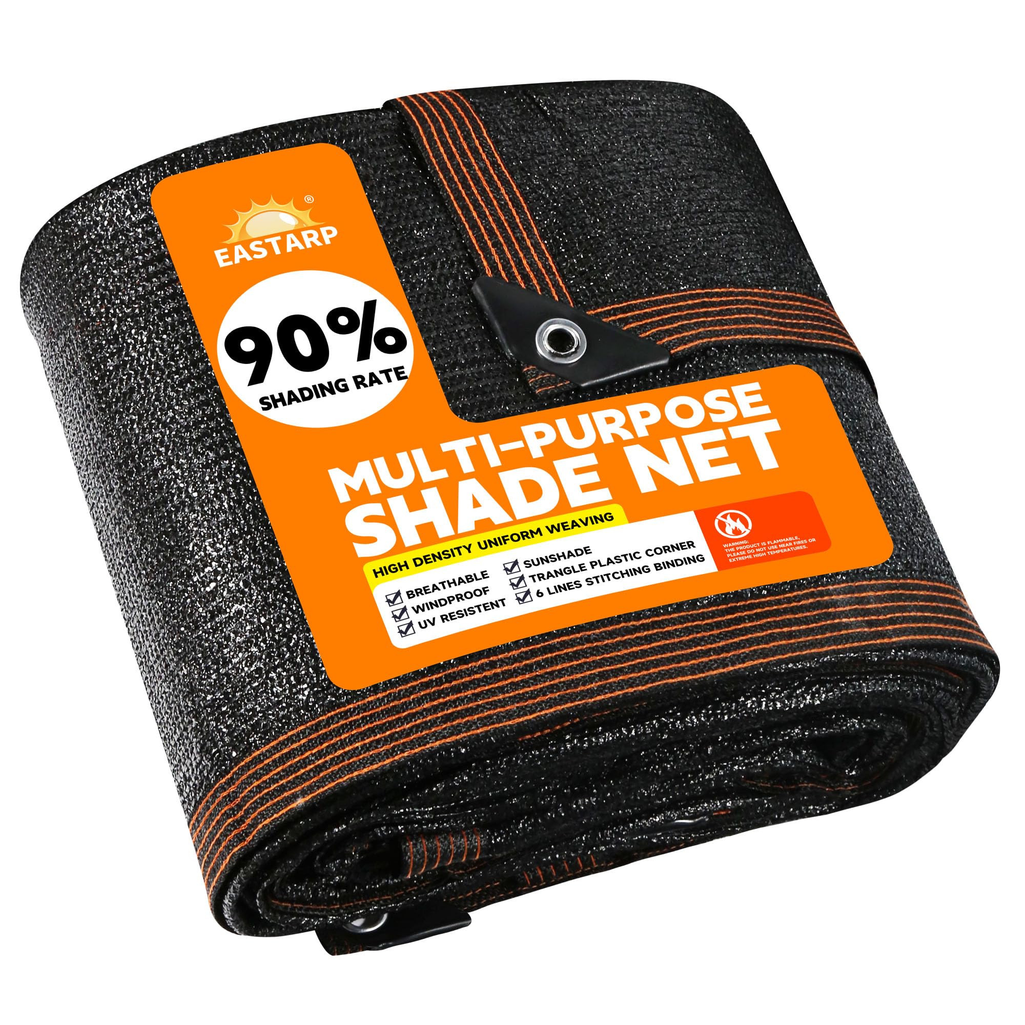Eastarp 90% Shading Rate 12 'X20 ' Black Shade Cloth,Uv Resistant Durable Mesh Tarp With Grommets&Reinforced Edges, Shade Net Us
