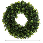 12-Inch Boxwood Wreath - Round Uv Resistant Artificial Spring, Summer, Fall, Or Winter Wreath - Indoor/Outdoor Wreaths For Front