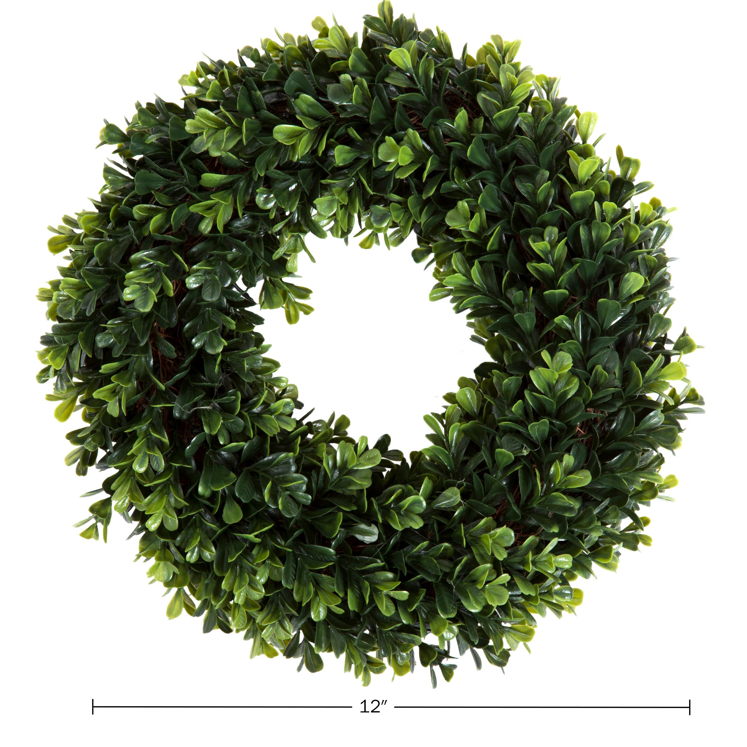 12-Inch Boxwood Wreath - Round Uv Resistant Artificial Spring, Summer, Fall, Or Winter Wreath - Indoor/Outdoor Wreaths For Front