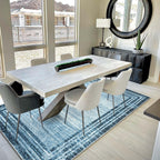 Lahome Abstract Area Rugs 5X7,Washable Modern Rugs For Living Room Non-Slip,Low-Pile Soft Rug Minimalist Bordered Floor Carpet F