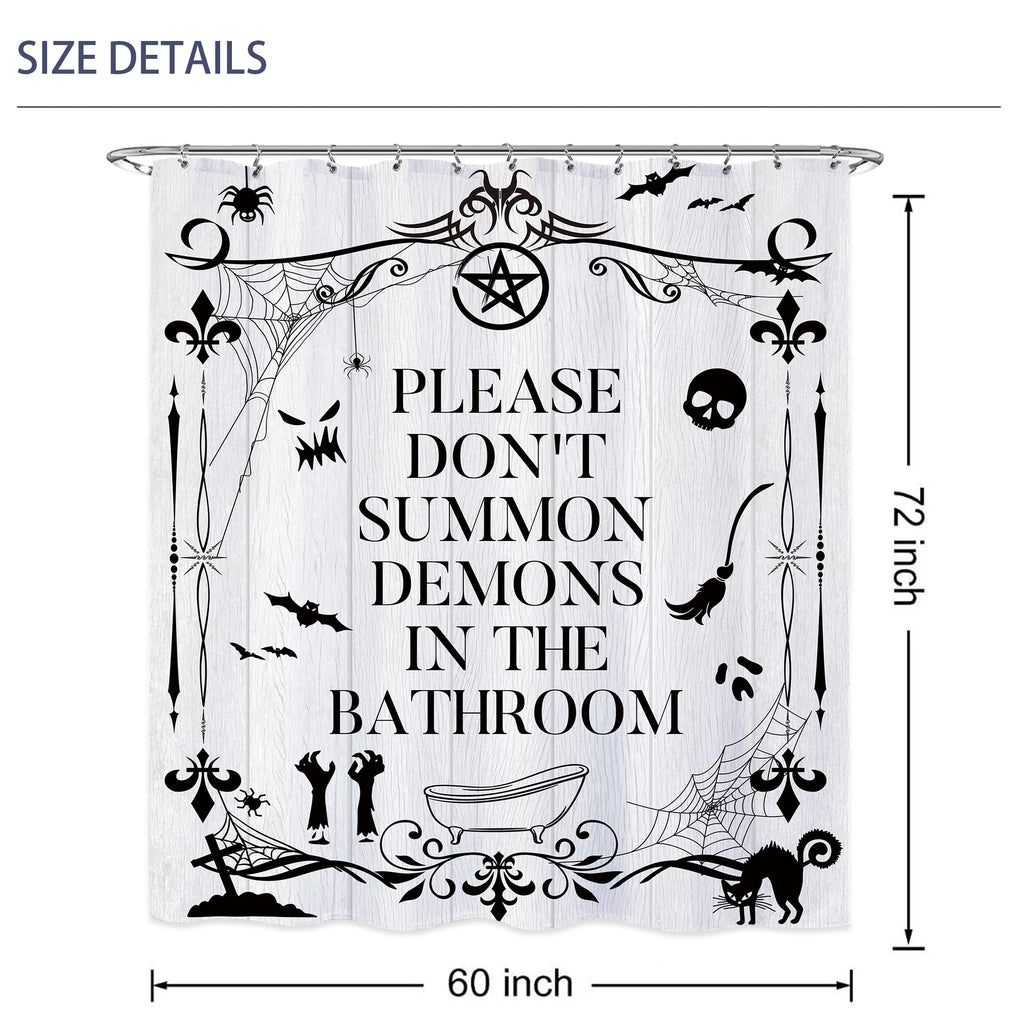 Laifzere Funny Toilet Rules Shower Curtain Gothic Halloween Goth Witchy Shower Curtain For Bathroom Skull Skeleton Farmhouse Bat