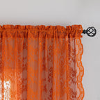 Orange Bohemian Curtains 102 Inches Long Rust Retro Lace Fall Curtains For Living Room Rod Pocket Autumn Farmhouse Halloween Dec